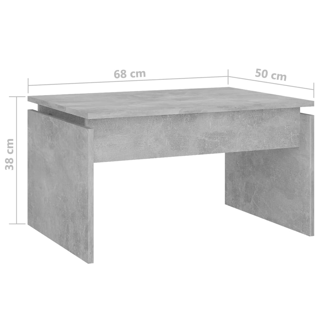 Betongrauer Couchtisch 68x50x38 cm, Holzwerkstoff