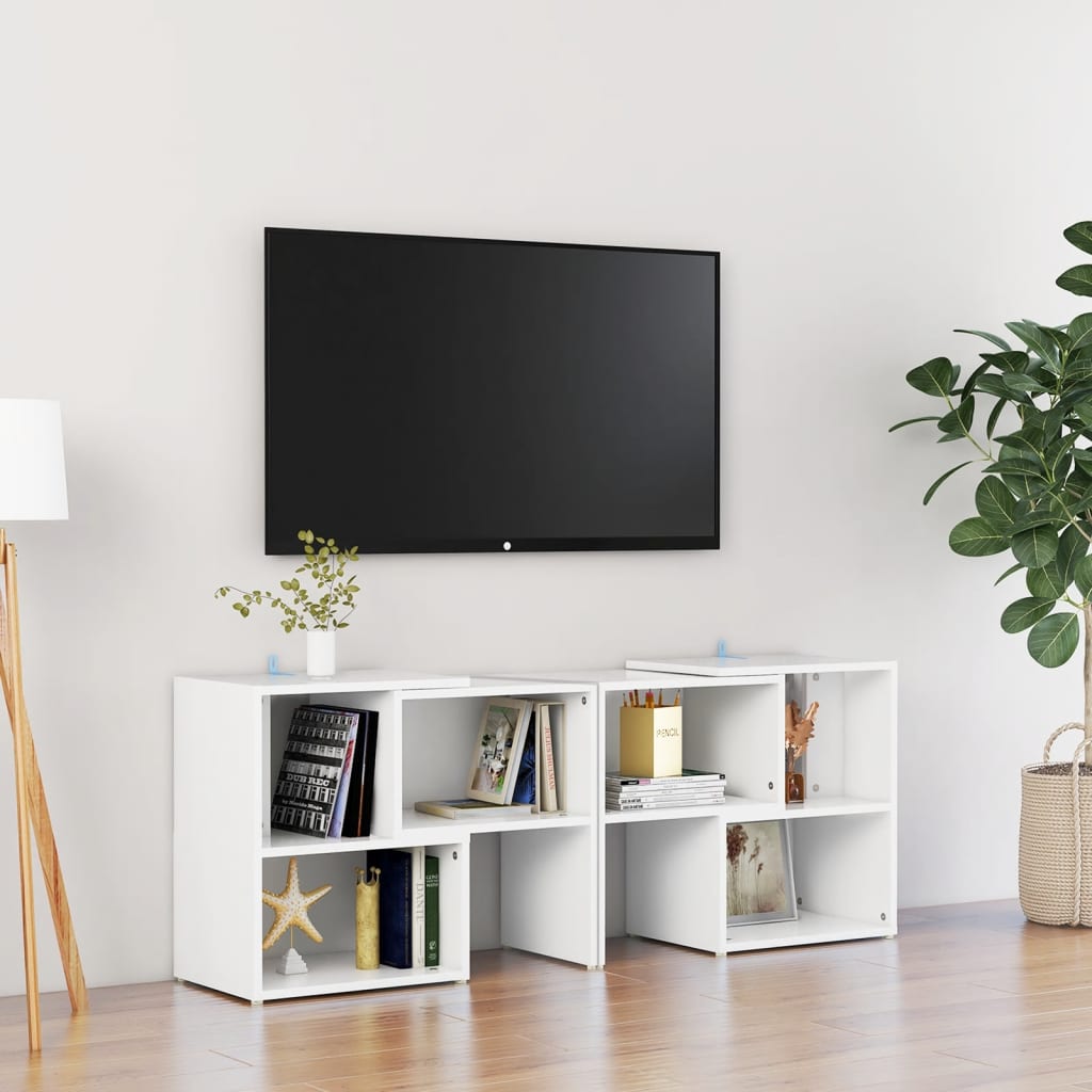 Meuble TV Blanc 104x30x52 cm Bois d’ingénierie