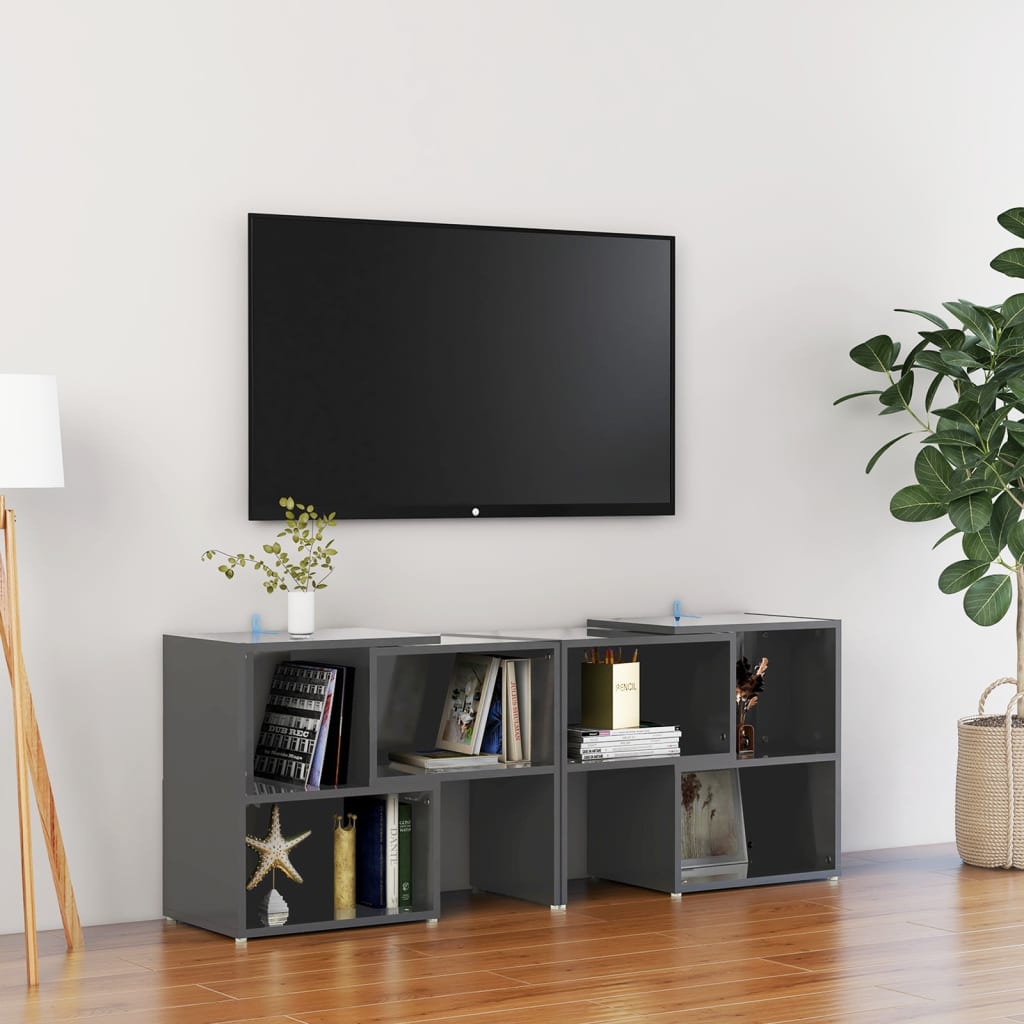 Meuble TV Gris brillant 104x30x52 cm Bois d'ingénierie