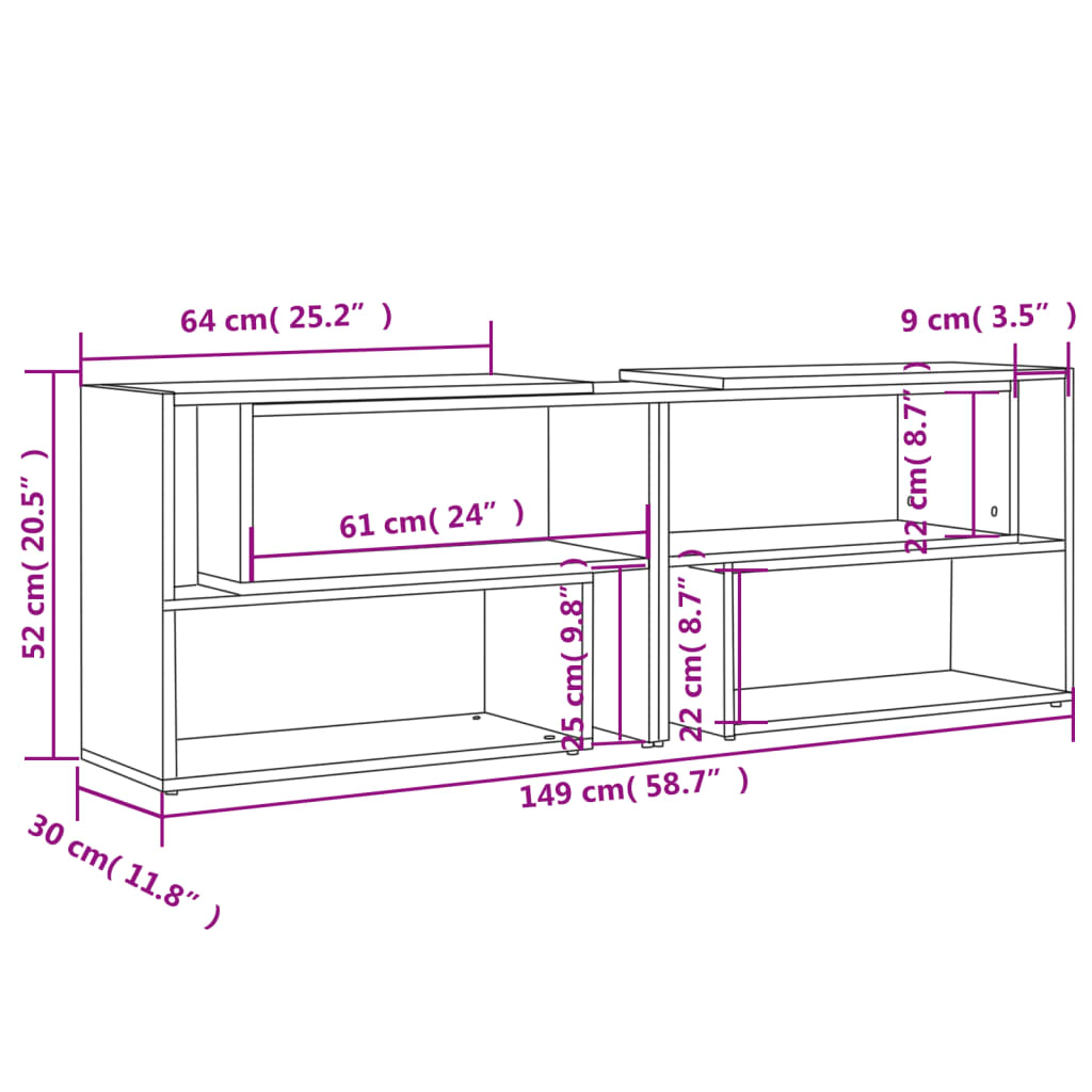 Meuble TV Blanc 149x30x52 cm Bois d'ingénierie