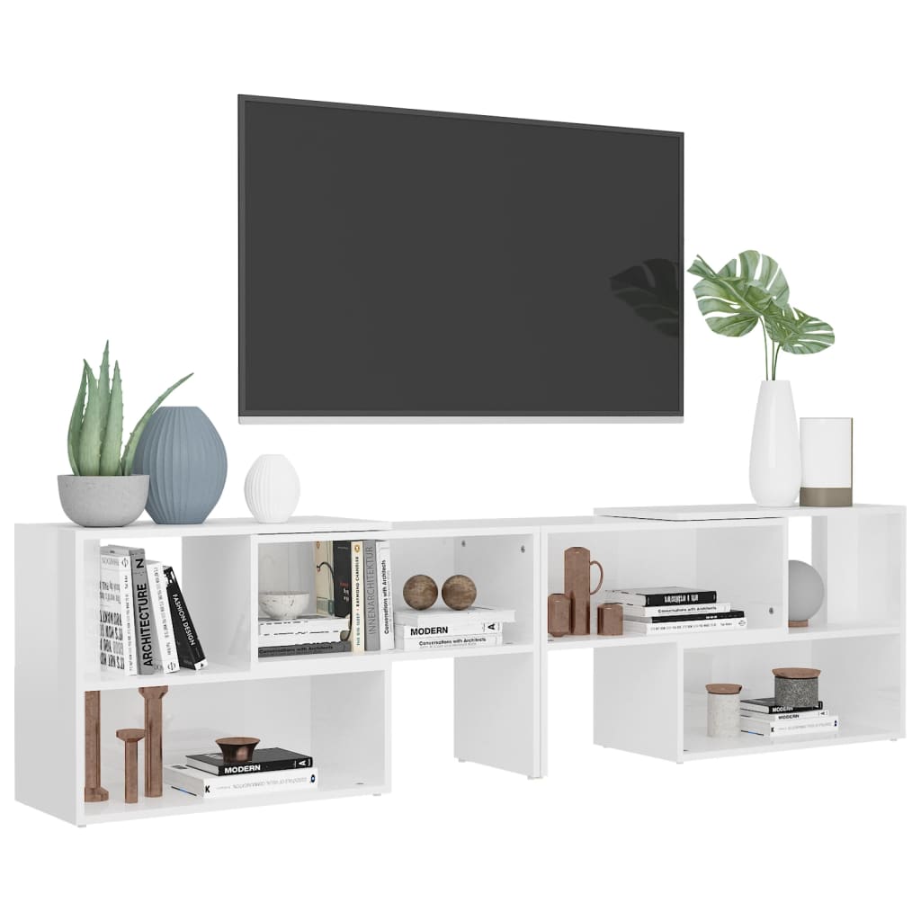 Meuble TV Blanc brillant 149x30x52 cm Bois d'ingénierie