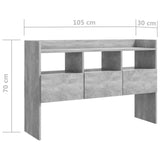 Buffet Gris béton 105x30x70 cm Bois d’ingénierie