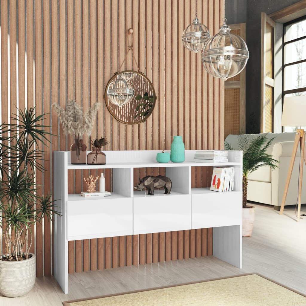 Buffet Blanc brillant 105x30x70 cm Bois d’ingénierie