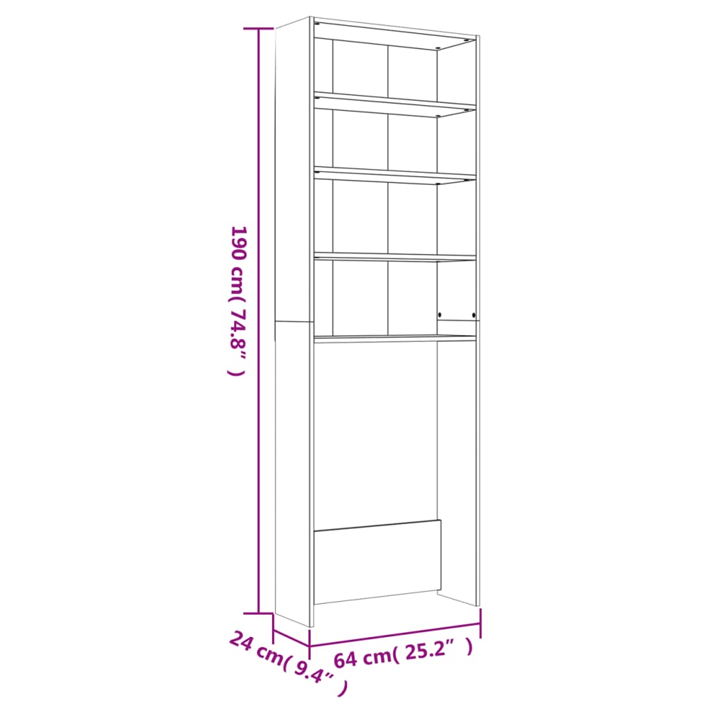 Meuble pour machine à laver Gris béton 64x24x190 cm