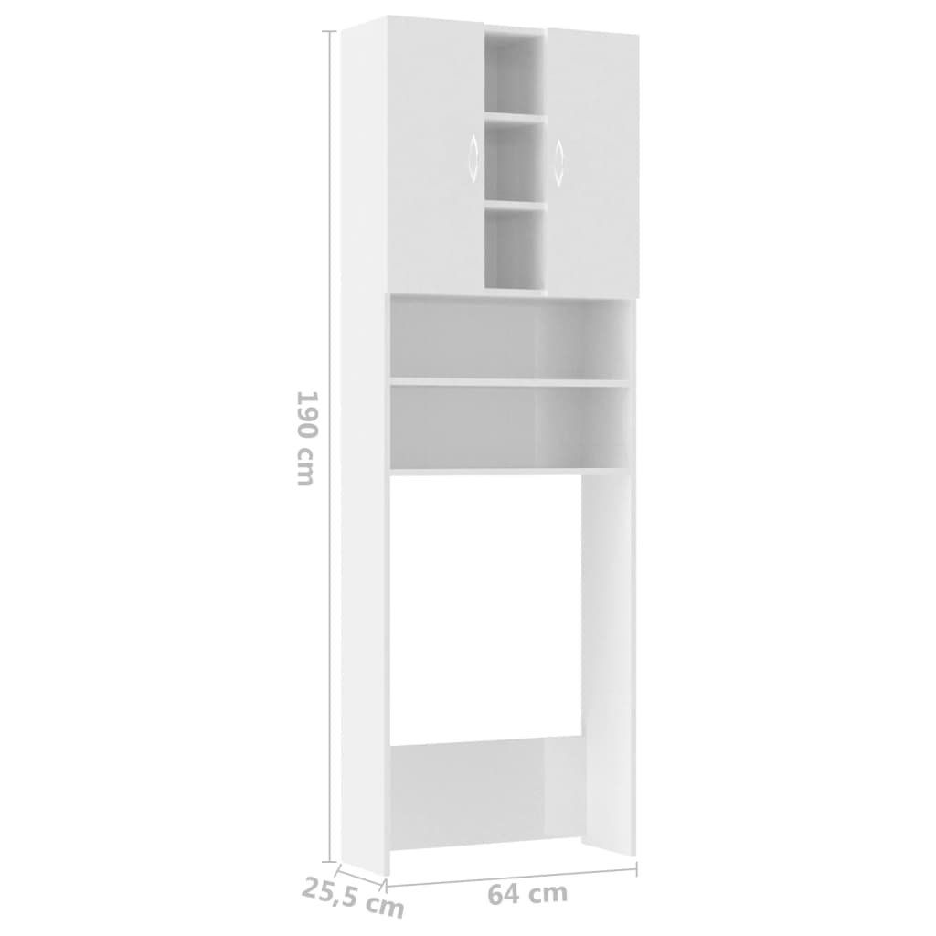 Meuble pour machine à laver blanc brillant 64x25,5x190 cm