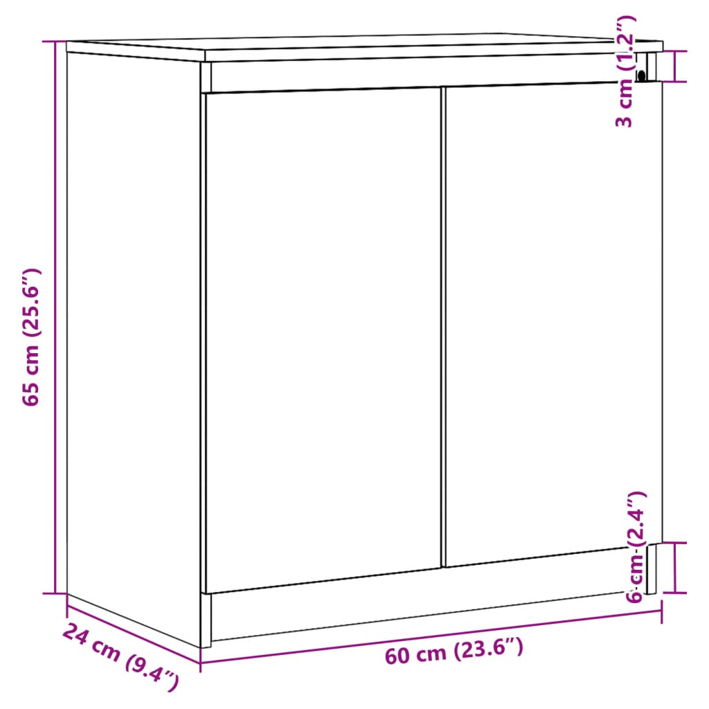 Armoire latérale blanc 60x36x65 cm bois de pin massif