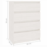 Armoire d'appoint Blanc 60x36x84 cm Bois de pin massif