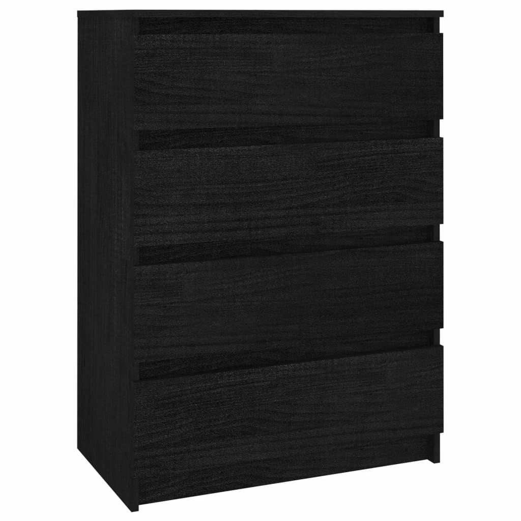 Black side cabinet 60x36x84 cm Solid pine wood