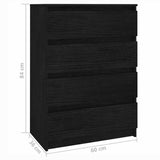 Black side cabinet 60x36x84 cm Solid pine wood