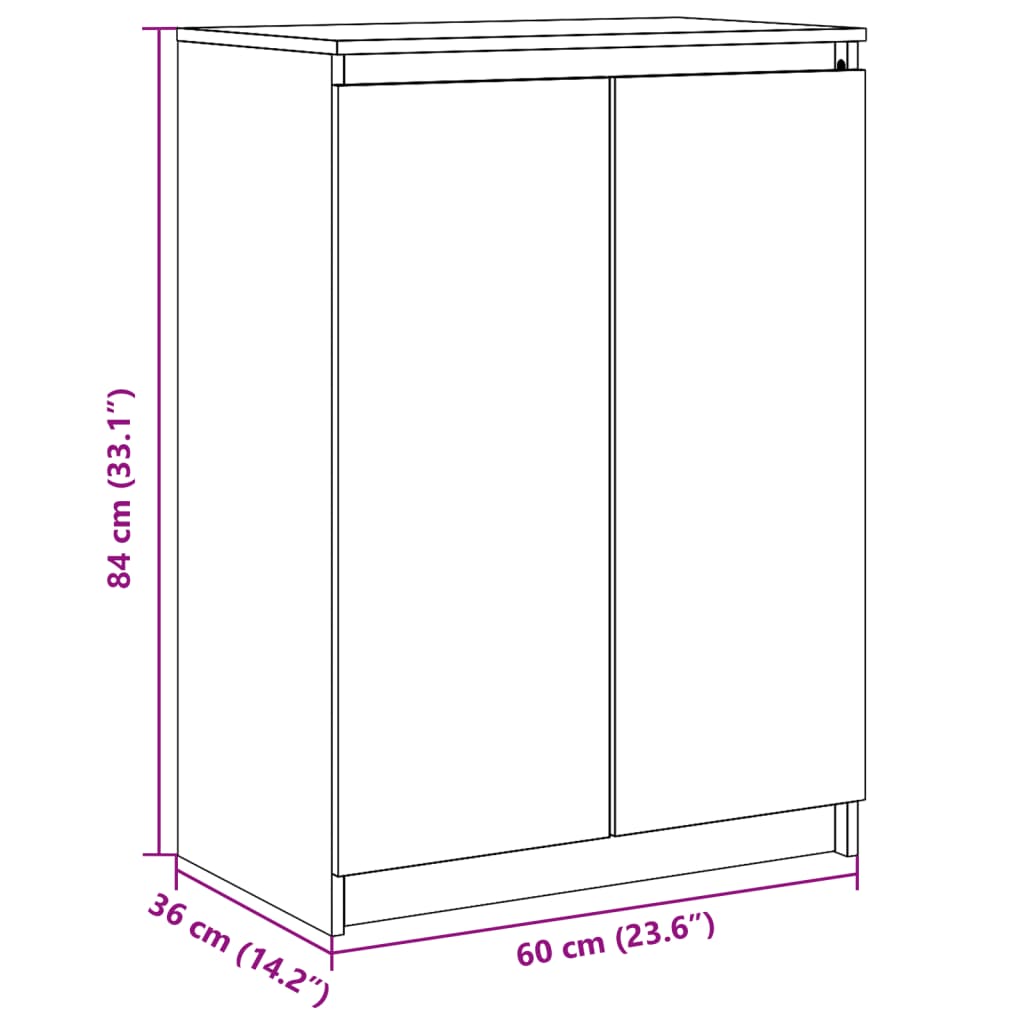 Buffet Noir 60x36x84 cm Bois de pin massif