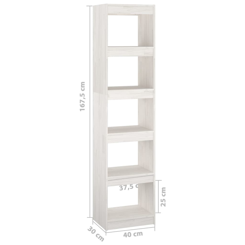 Bibliothèque/Séparateur de pièce Blanc 40x30x167,5cm Pin massif