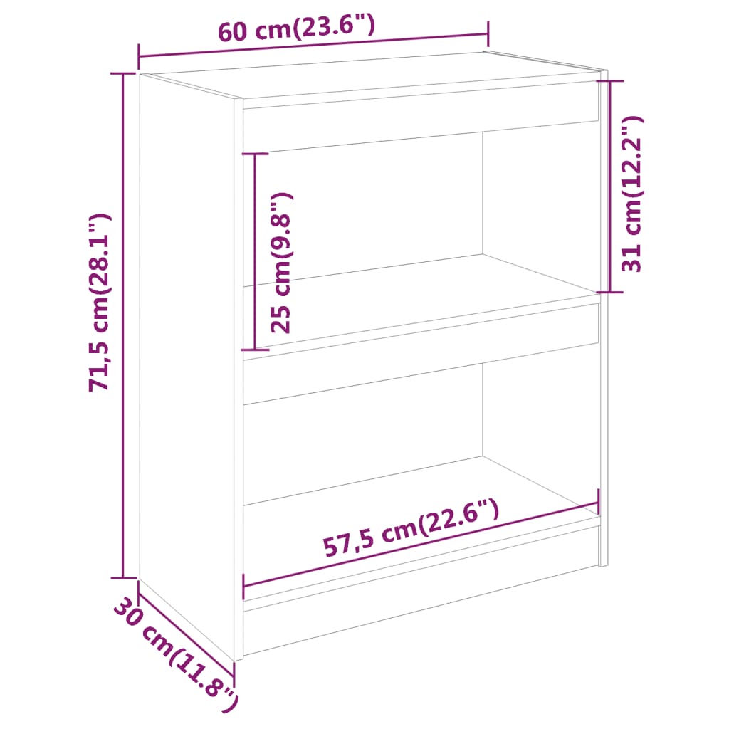 Bibliothèque/Séparateur de pièce Blanc 60x30x71,5 cm Pin massif