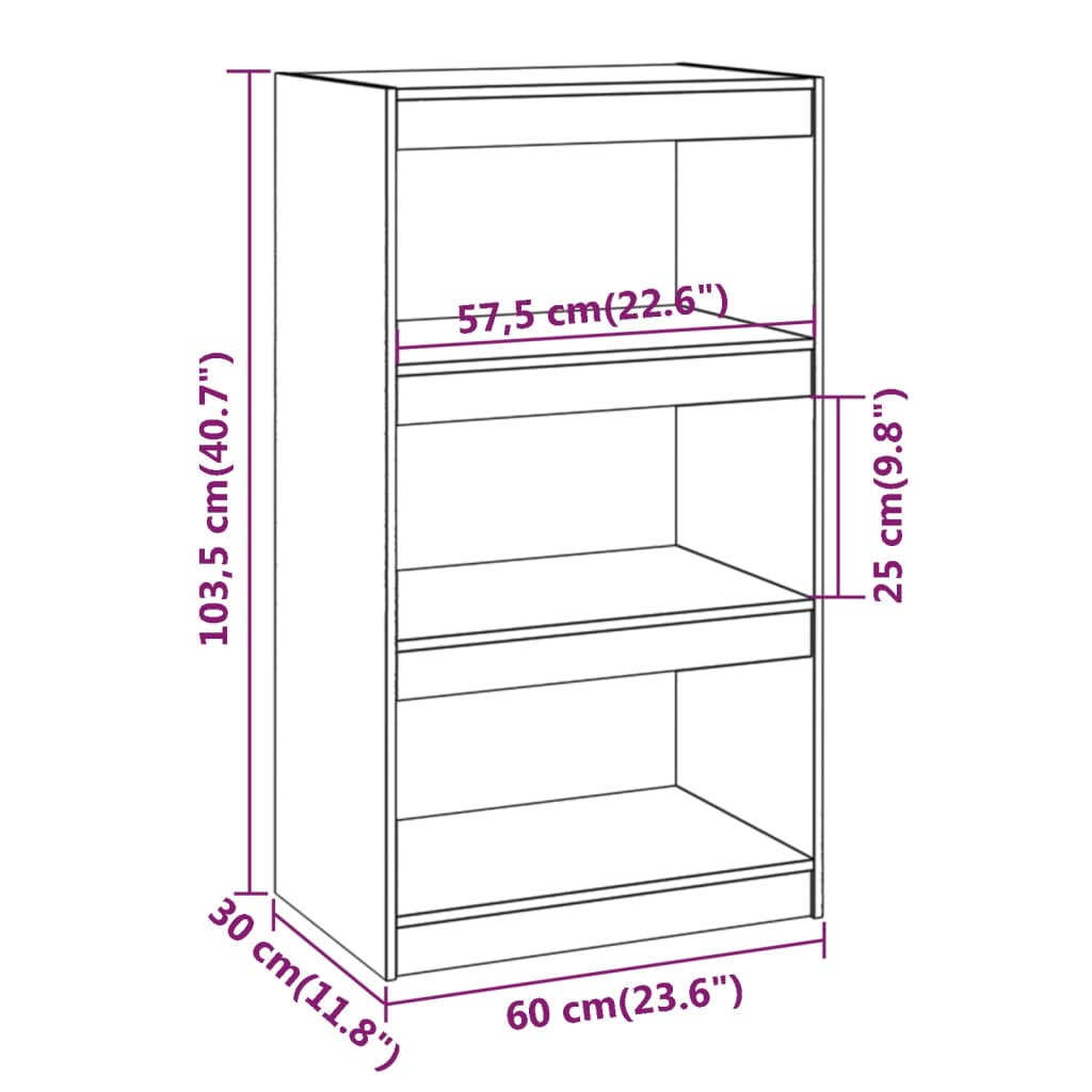 Bibliothèque/Séparateur de pièce 60x30x103,5 cm pin massif