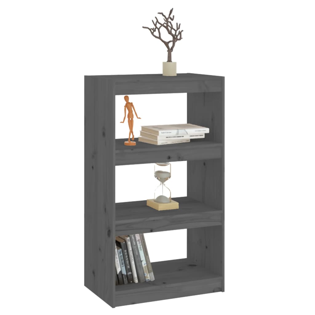 Bibliothèque/Séparateur de pièce Gris 60x30x103,5 cm Pin massif