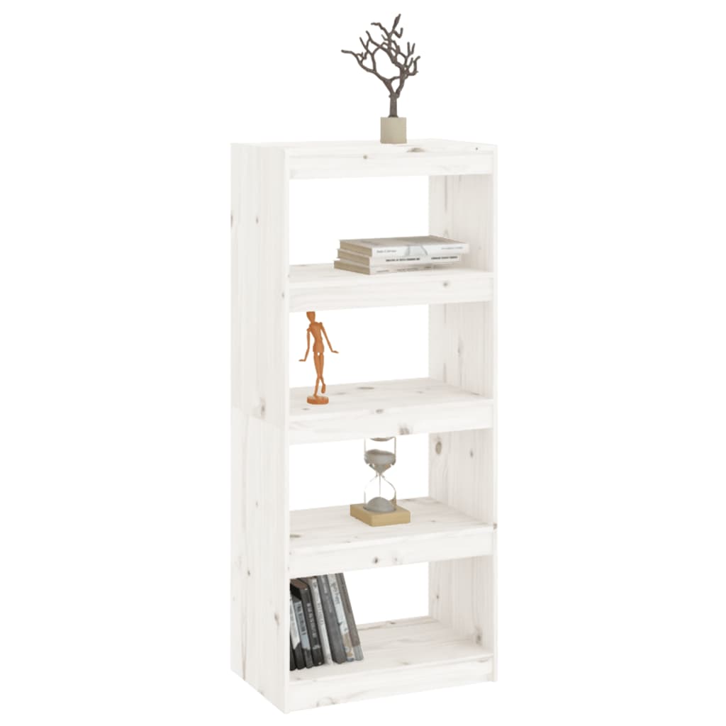 Bibliothèque/Séparateur de pièce Blanc 60x30x135,5cm Pin massif