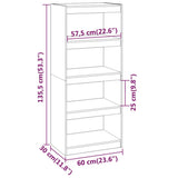 Bibliothèque/Séparateur de pièce Blanc 60x30x135,5cm Pin massif