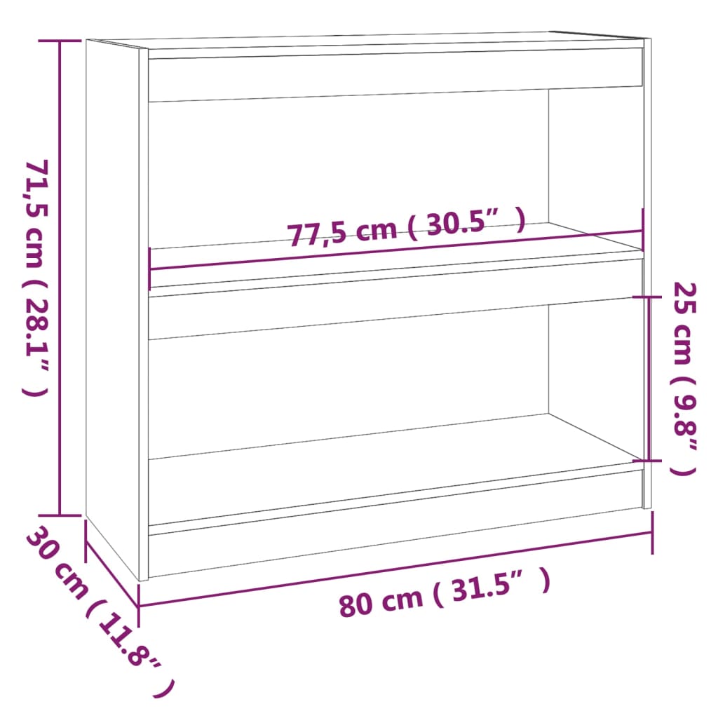 Bibliothèque/Séparateur de pièce Blanc 80x30x71,5 cm Pin massif