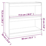 Bibliothèque/Séparateur de pièce Gris 80x30x71,5 cm Pin massif