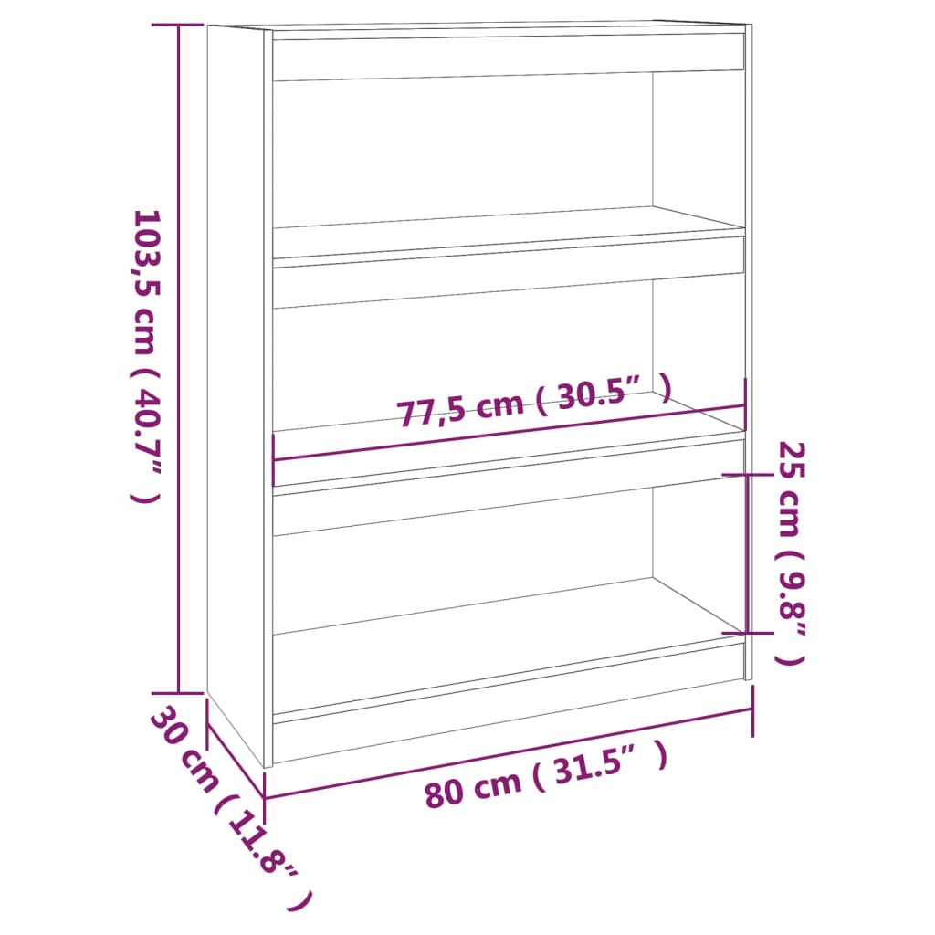 Bibliothèque/Séparateur de pièce Noir 80x30x103,5 cm Pin massif