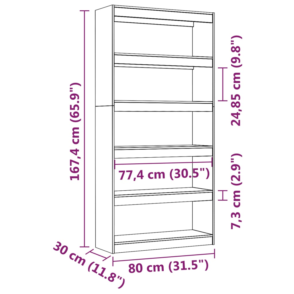 Bibliothèque/Séparateur de pièce 80x30x167,4 cm pin massif