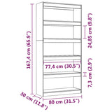 Bibliothèque/Séparateur de pièce 80x30x167,4 cm pin massif