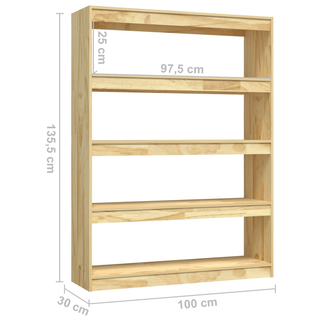 Bibliothèque/Séparateur de pièce 100x30x135,5 cm pin massif