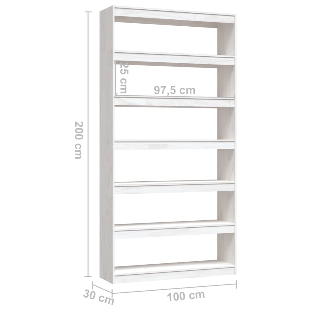 Bibliothèque/Séparateur de pièce Blanc 100x30x200 cm Pin massif