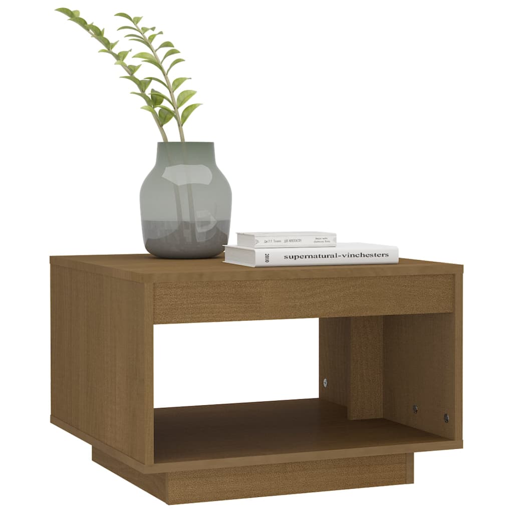 Table basse marron miel 50x50x33,5 cm bois de pin massif