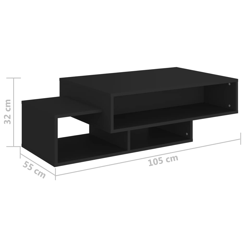 Table basse Noir 105x55x32 cm Bois d’ingénierie