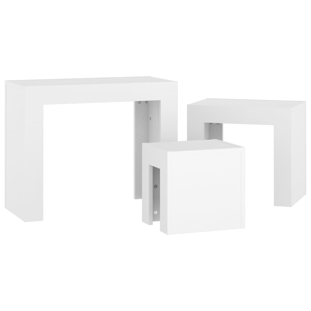 Tables basses gigognes 3 pcs Blanc Bois d’ingénierie