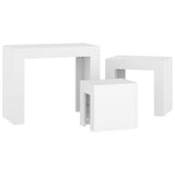 Tables basses gigognes 3 pcs Blanc Bois d’ingénierie