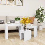 Tables basses gigognes 3 pcs Blanc Bois d’ingénierie