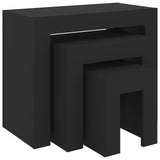 Tables basses gigognes 3 pcs noir bois d'ingénierie