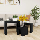 3 pcs nesting coffee tables black engineered wood