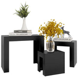 3 pcs nesting coffee tables black engineered wood