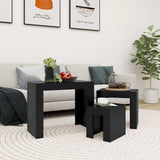 3 pcs nesting coffee tables black engineered wood