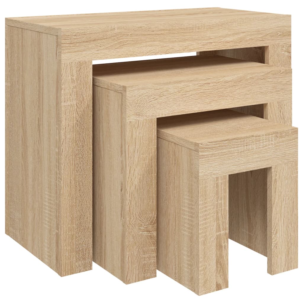 Tables basses gigognes 3 pcs chêne sonoma bois d'ingénierie