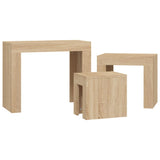 3 pcs nesting coffee tables sonoma oak engineered wood