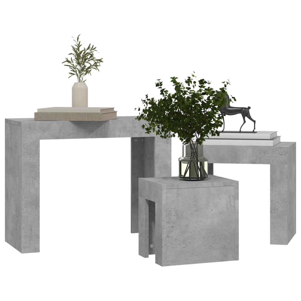 Tables basses gigognes 3 pcs Gris béton Bois d'ingénierie