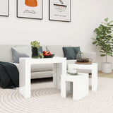 Nesting Coffee Tables 3 pcs Glossy White Engineered Wood