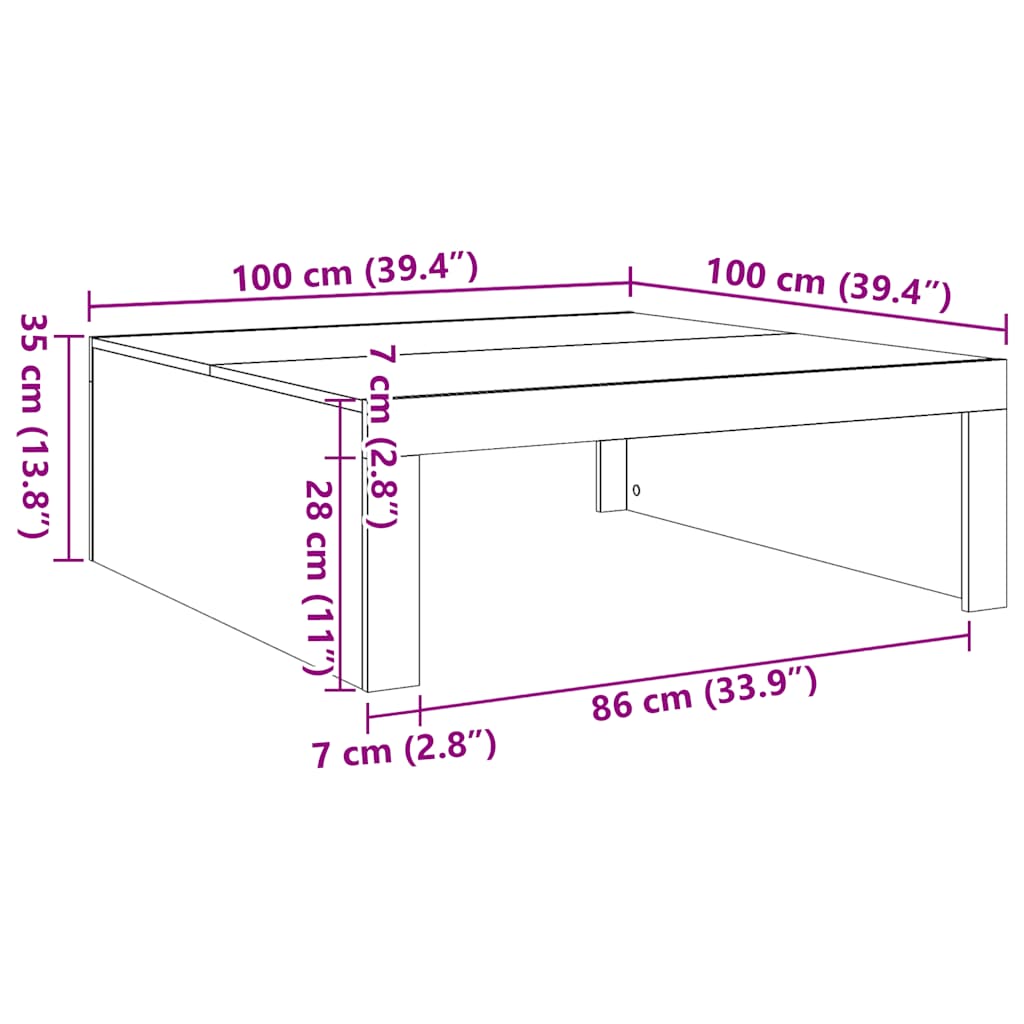 Table basse Chêne sonoma 100x100x35 cm Bois d'ingénierie