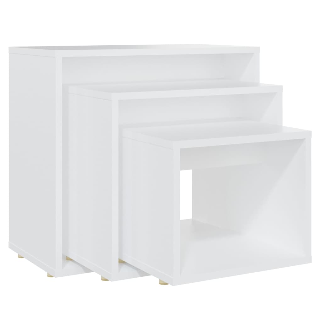 Tables gigognes 3 pcs Blanc Aggloméré