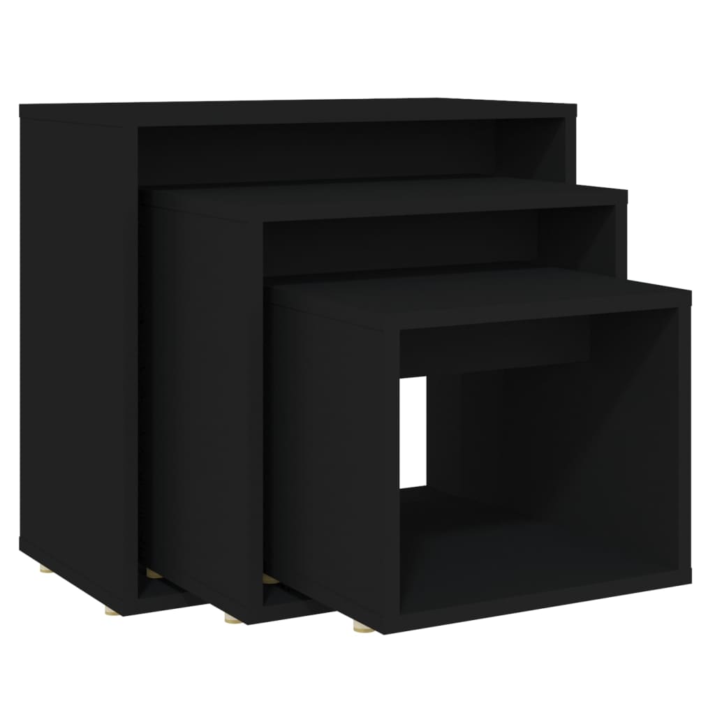 Nesting tables 3 pcs Black Chipboard