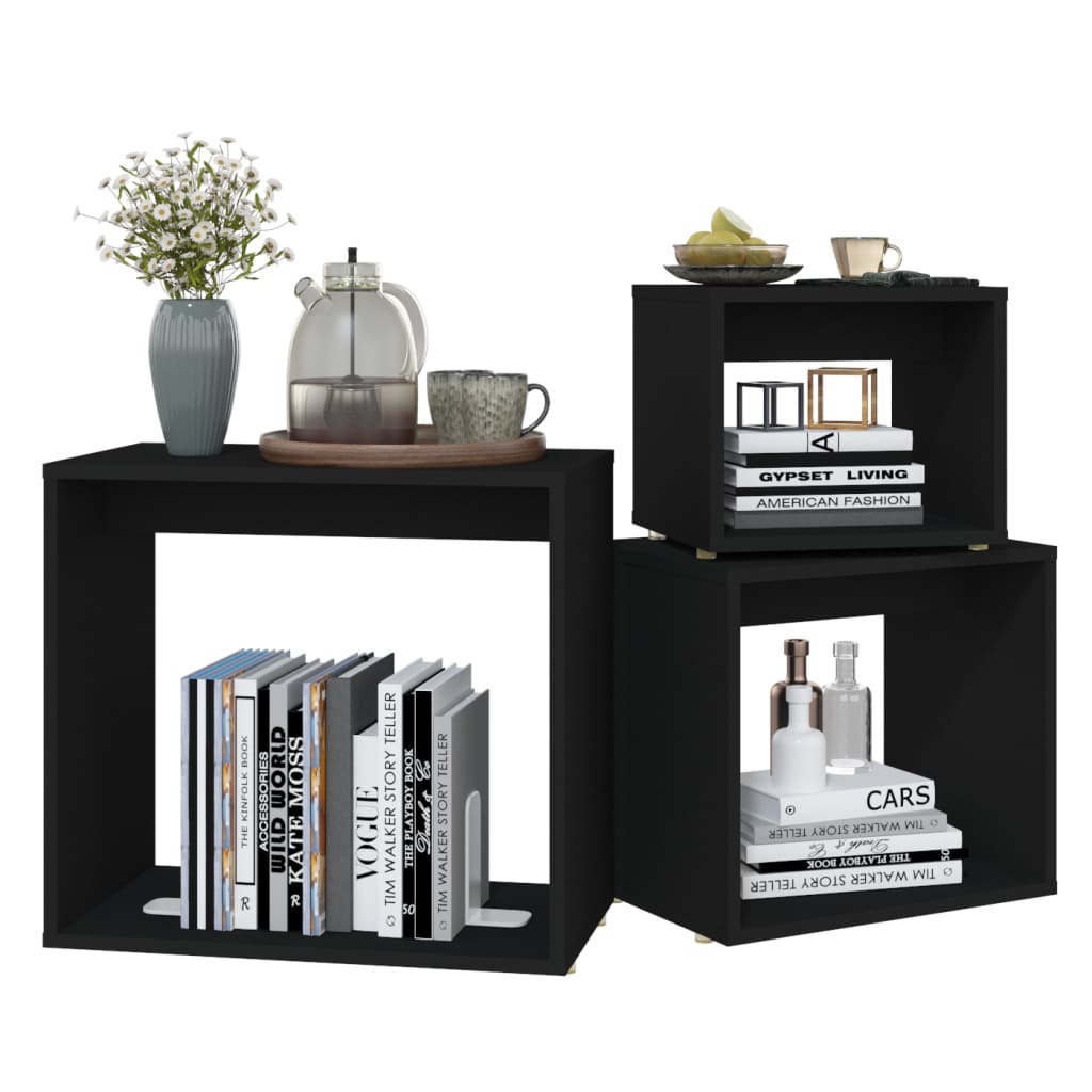 Nesting tables 3 pcs Black Chipboard