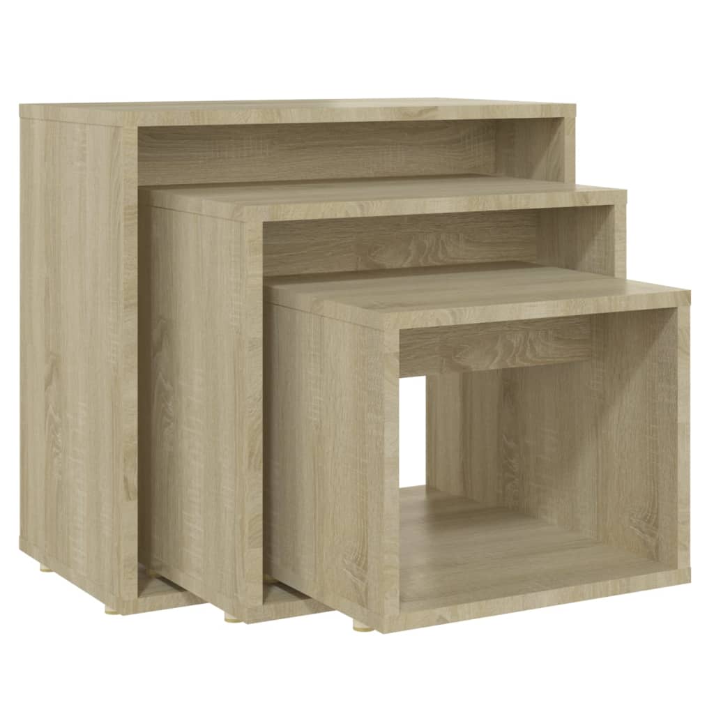 Tables gigognes 3 pcs Chêne sonoma Aggloméré