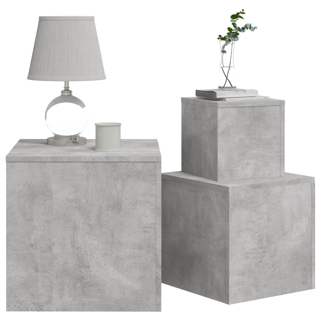 Tables d'appoint 3 pcs Gris béton Bois d’ingénierie