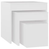 Tables gigognes 3 pcs Blanc Aggloméré