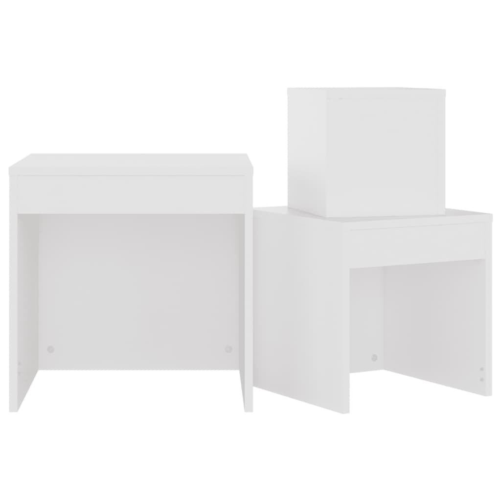 Tables gigognes 3 pcs Blanc Aggloméré