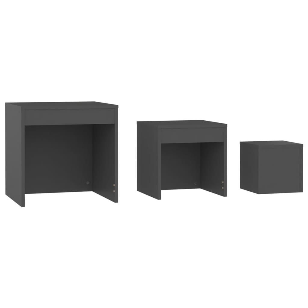 Nesting Tables 3 pcs Grey Engineered Wood