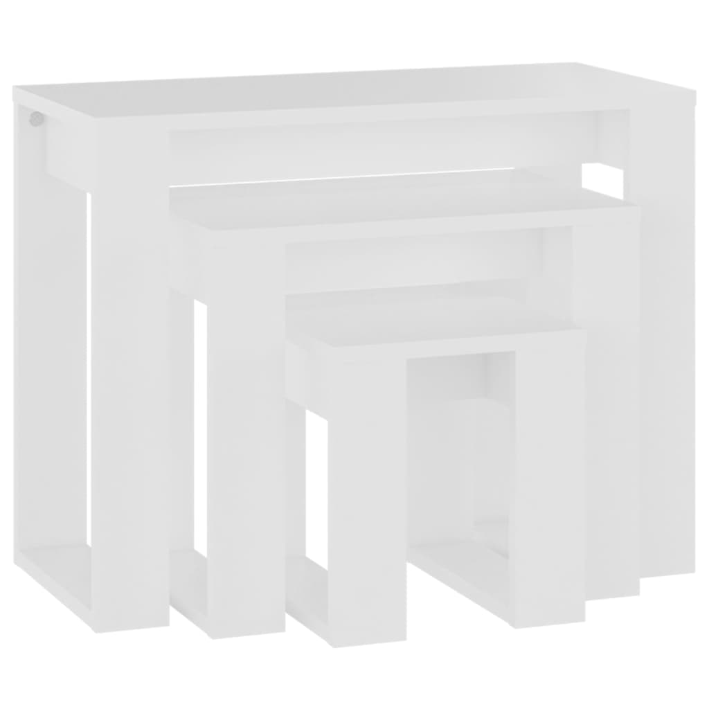 Tables gigognes 3 pcs Blanc Bois d'ingénierie